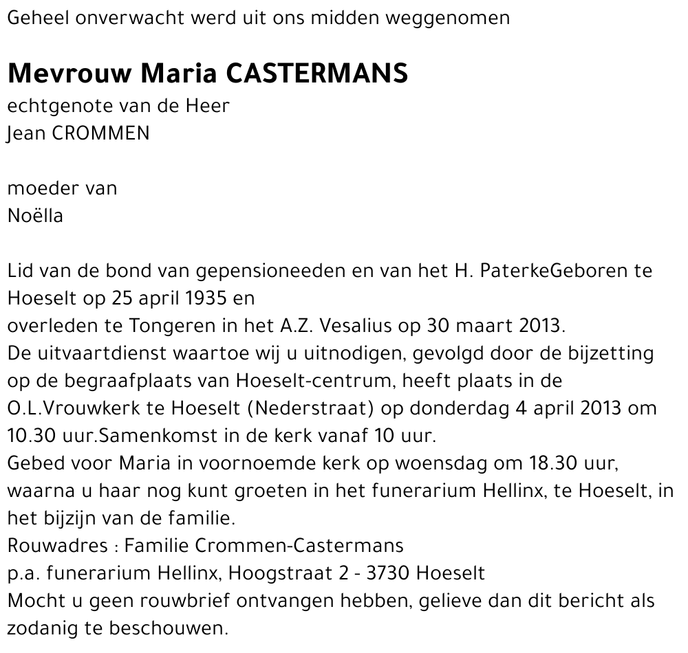 Maria CASTERMANS