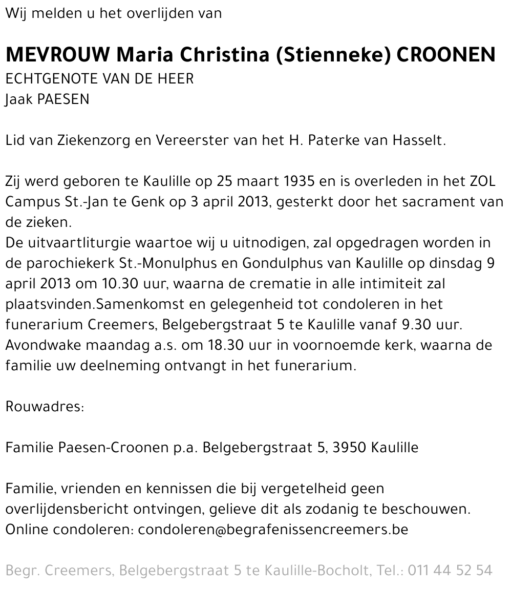 Maria Christina Croonen