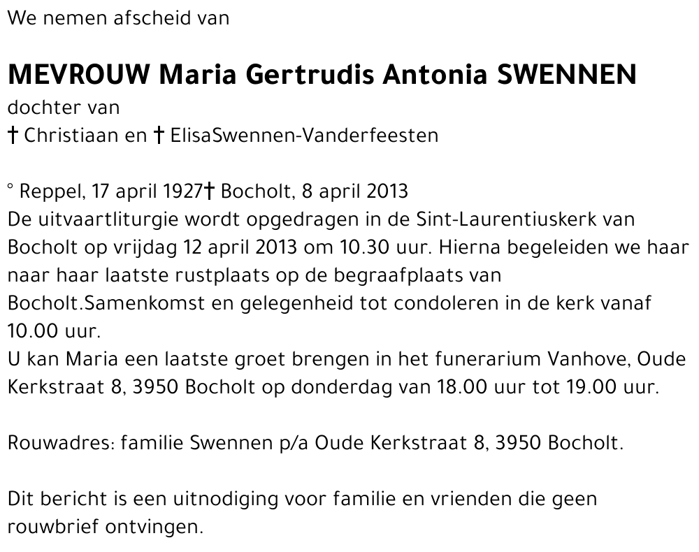 Maria Gertrudis Antonia Swennen