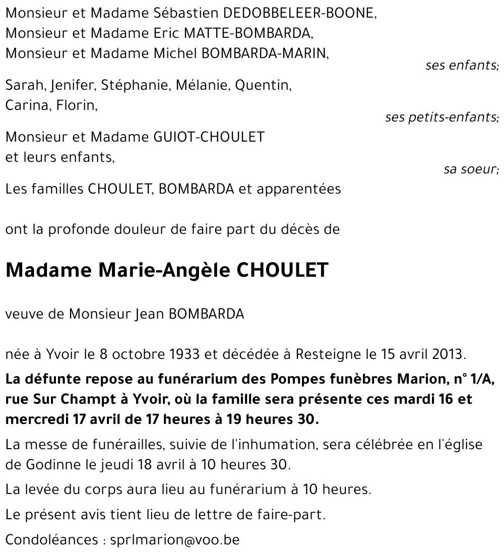 Marie-Angèle CHOULET