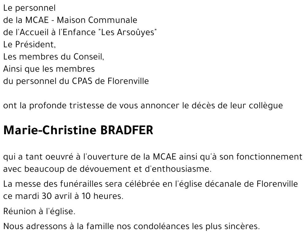 Marie-Christine BRADFER