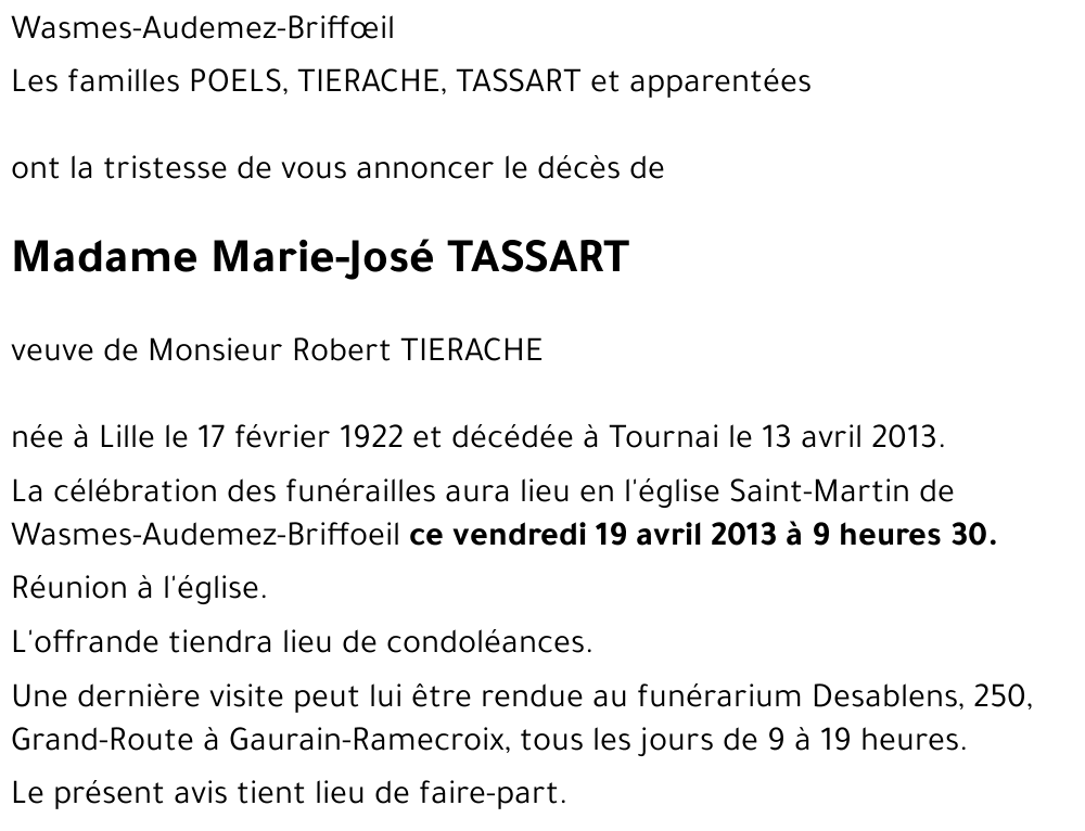 Marie-José TASSART