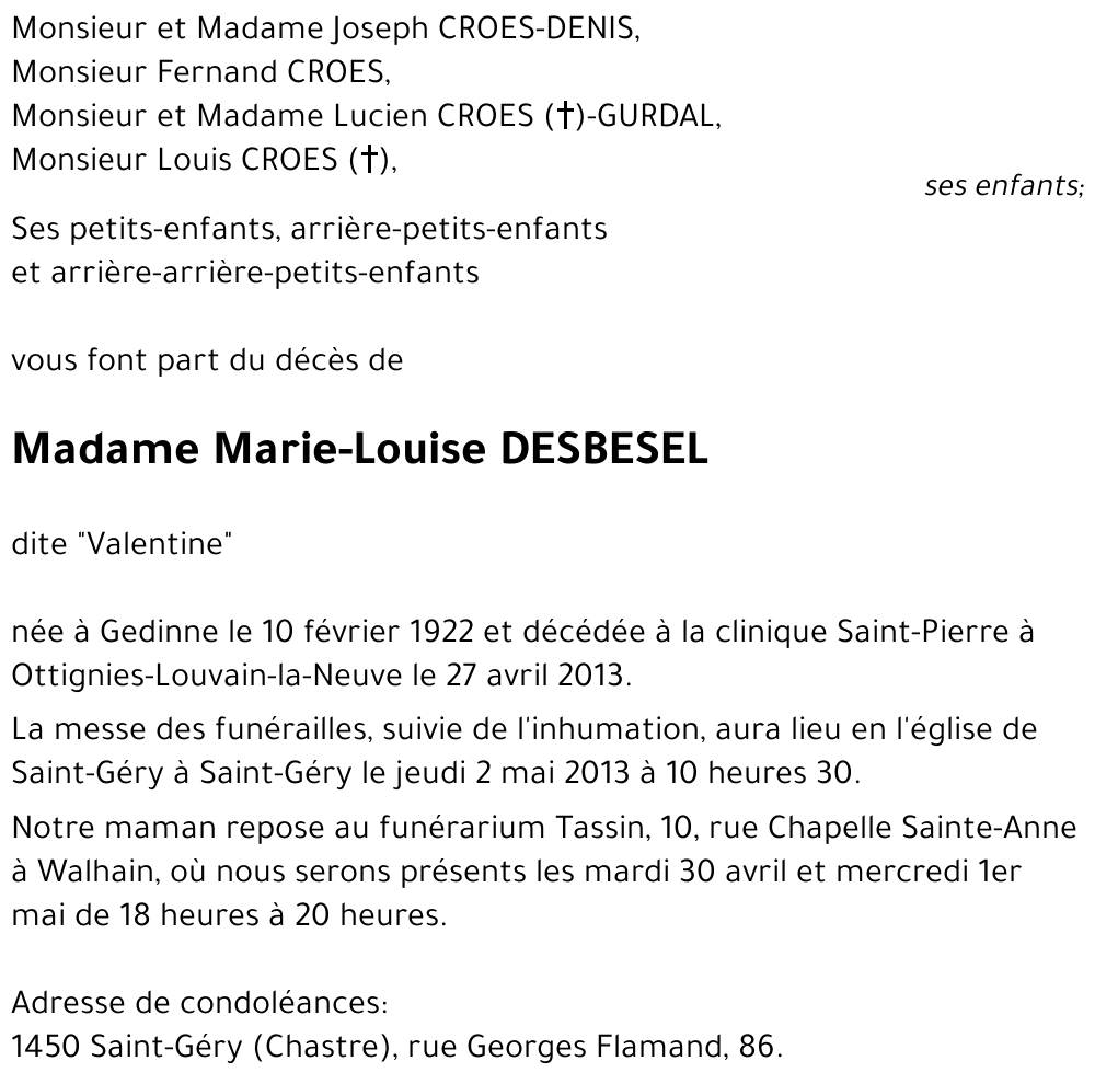 Marie-Louise DESBESEL