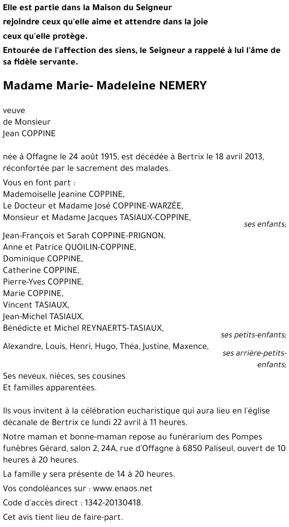 Marie-Madeleine NEMERY