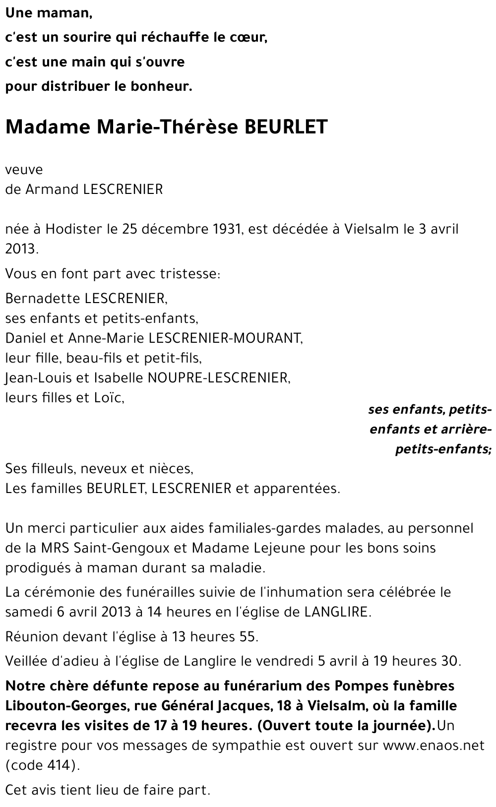 Marie-Thérèse BEURLET