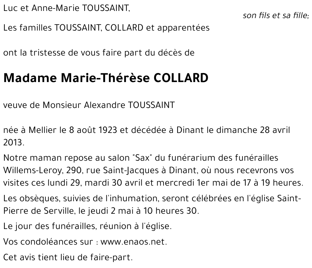 Marie-Thérèse COLLARD