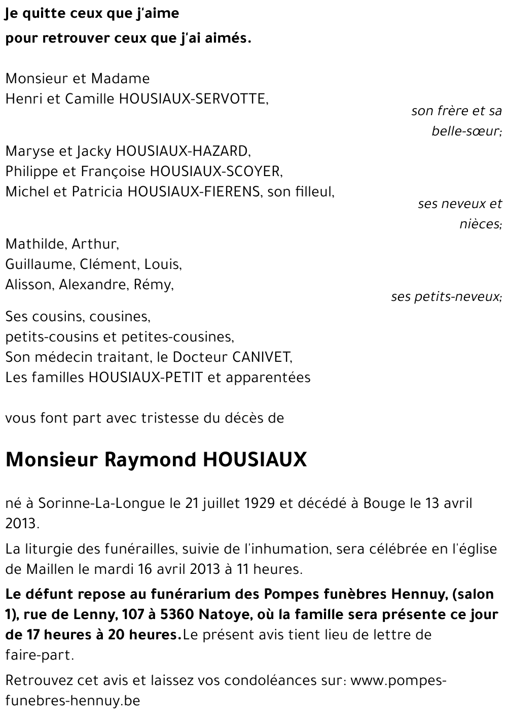 Raymond HOUSIAUX