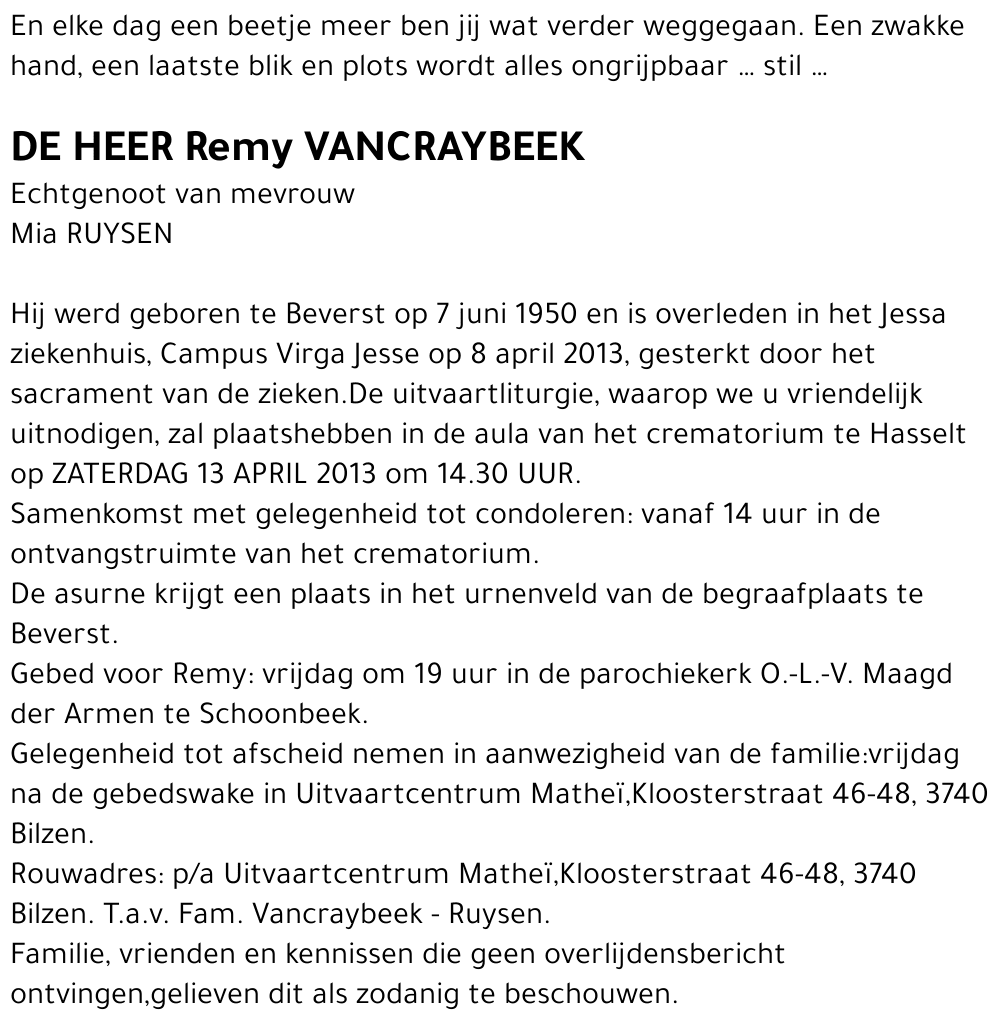 Remy VANCRAYBEEK