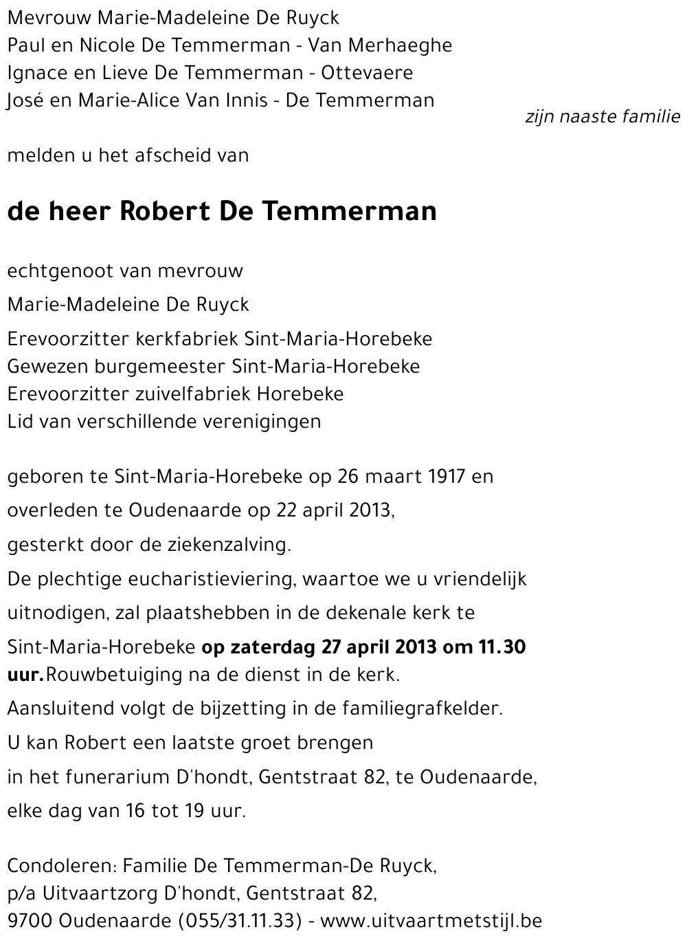 Robert De Temmerman