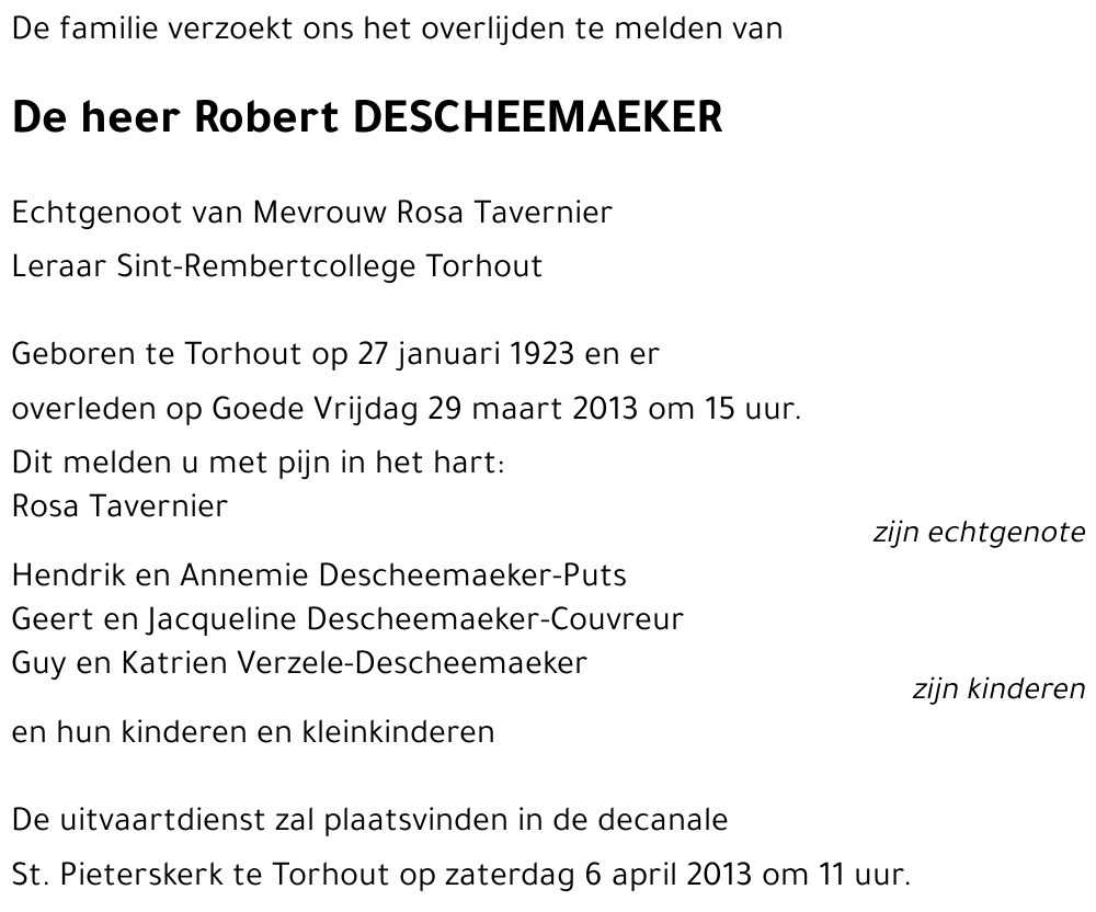 Robert DESCHEEMAEKER