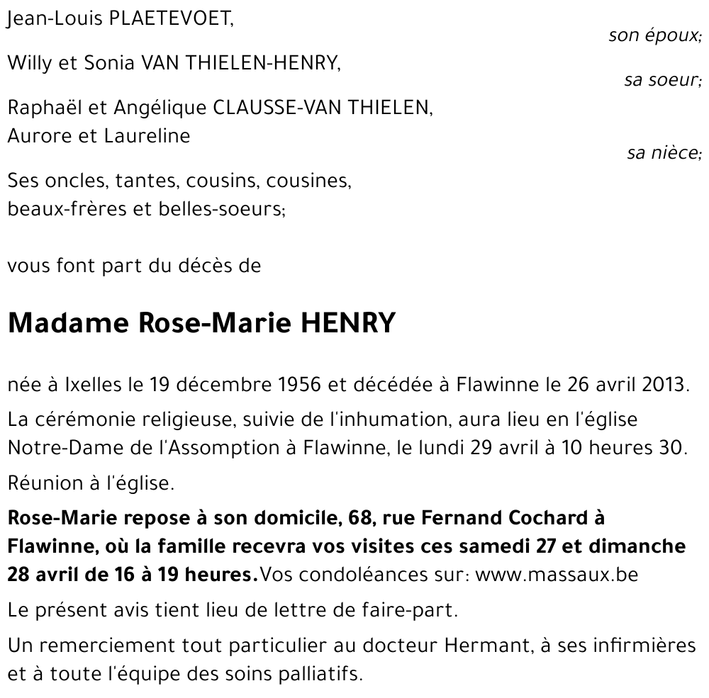 Rose-Marie HENRY