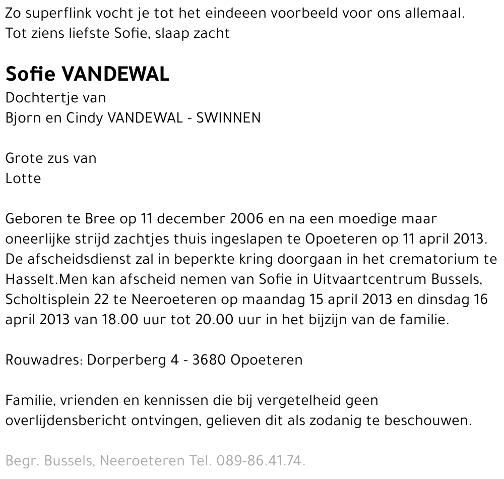Sofie VANDEWAL