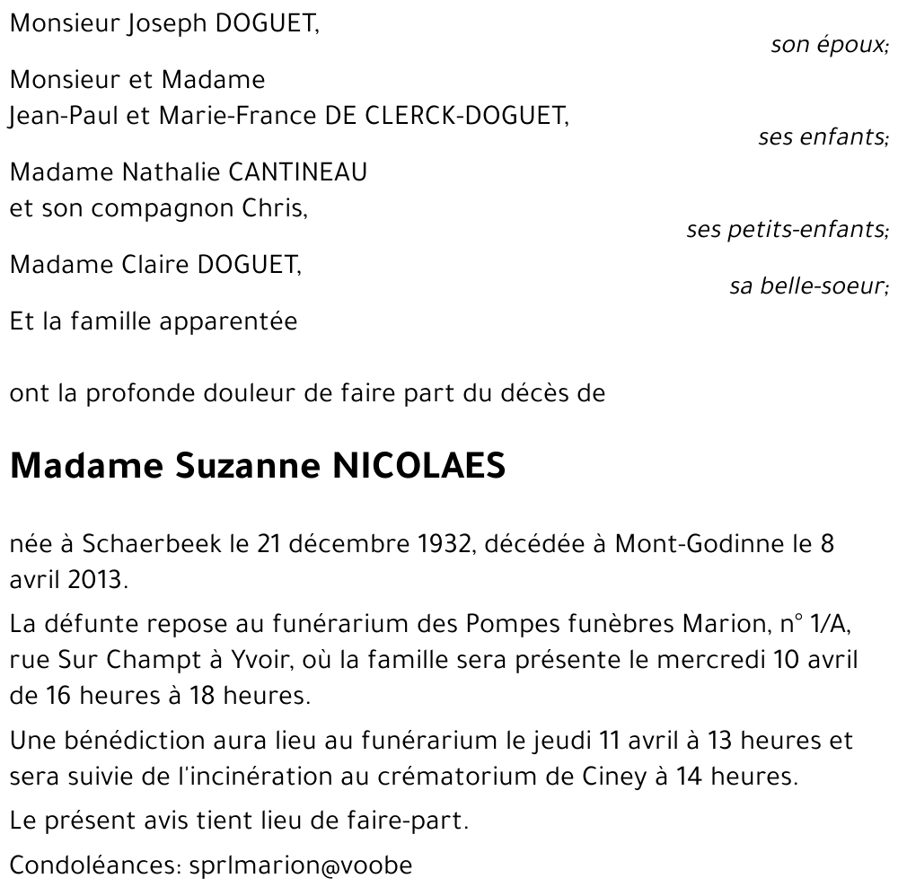 Suzanne NICOLAES
