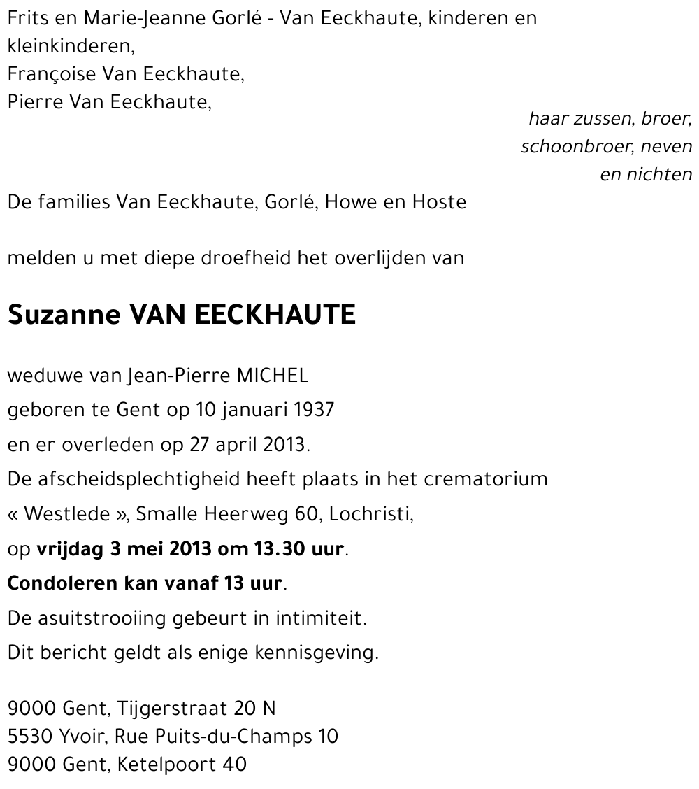 Suzanne VAN EECKHAUTE