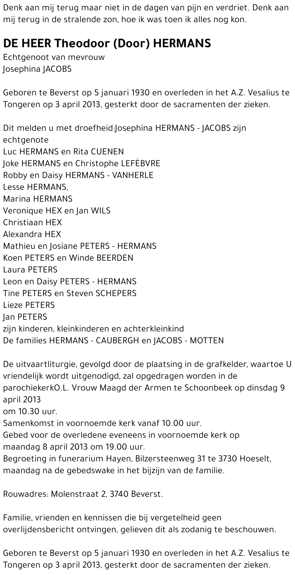 Theodoor (Door) HERMANS