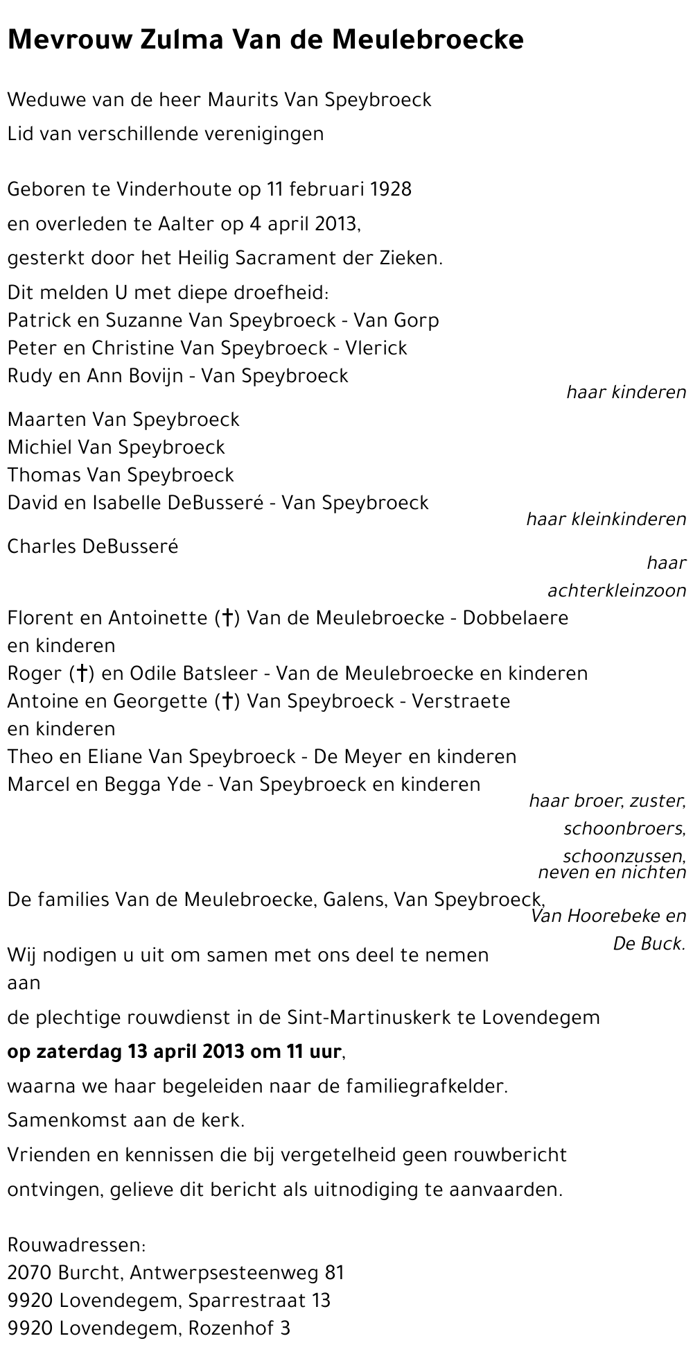 Van de Meulebroecke Zulma