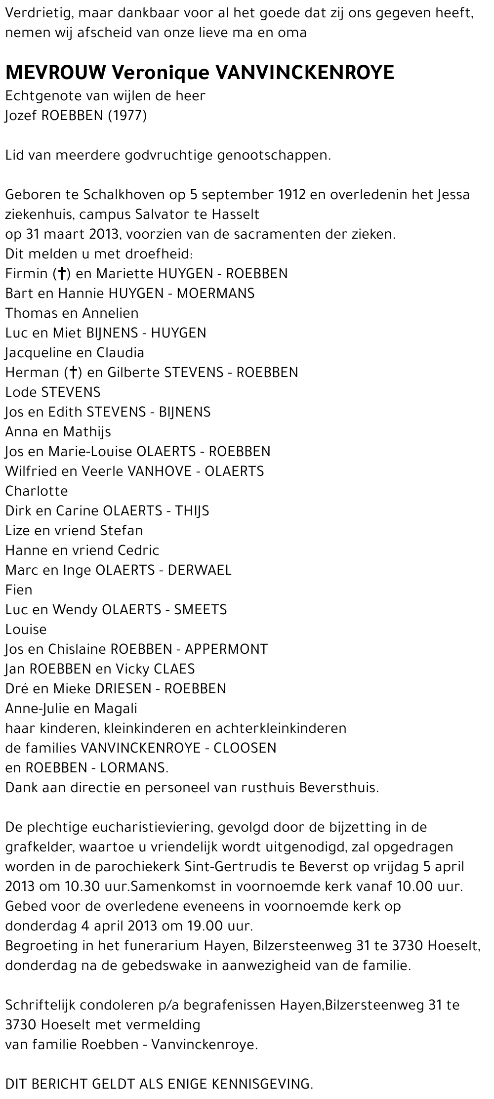 Veronique VANVINCKENROYE