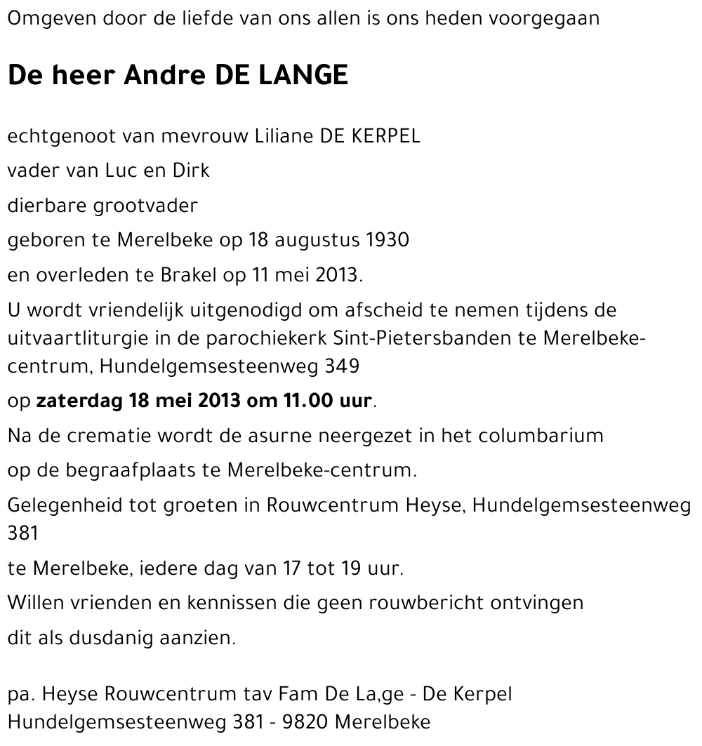 Andre DE LANGE