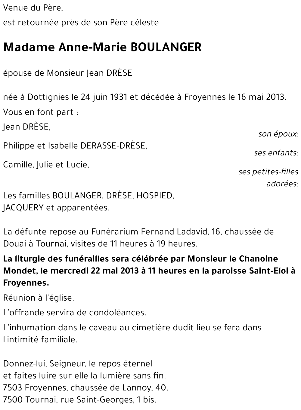 Anne-Marie BOULANGER