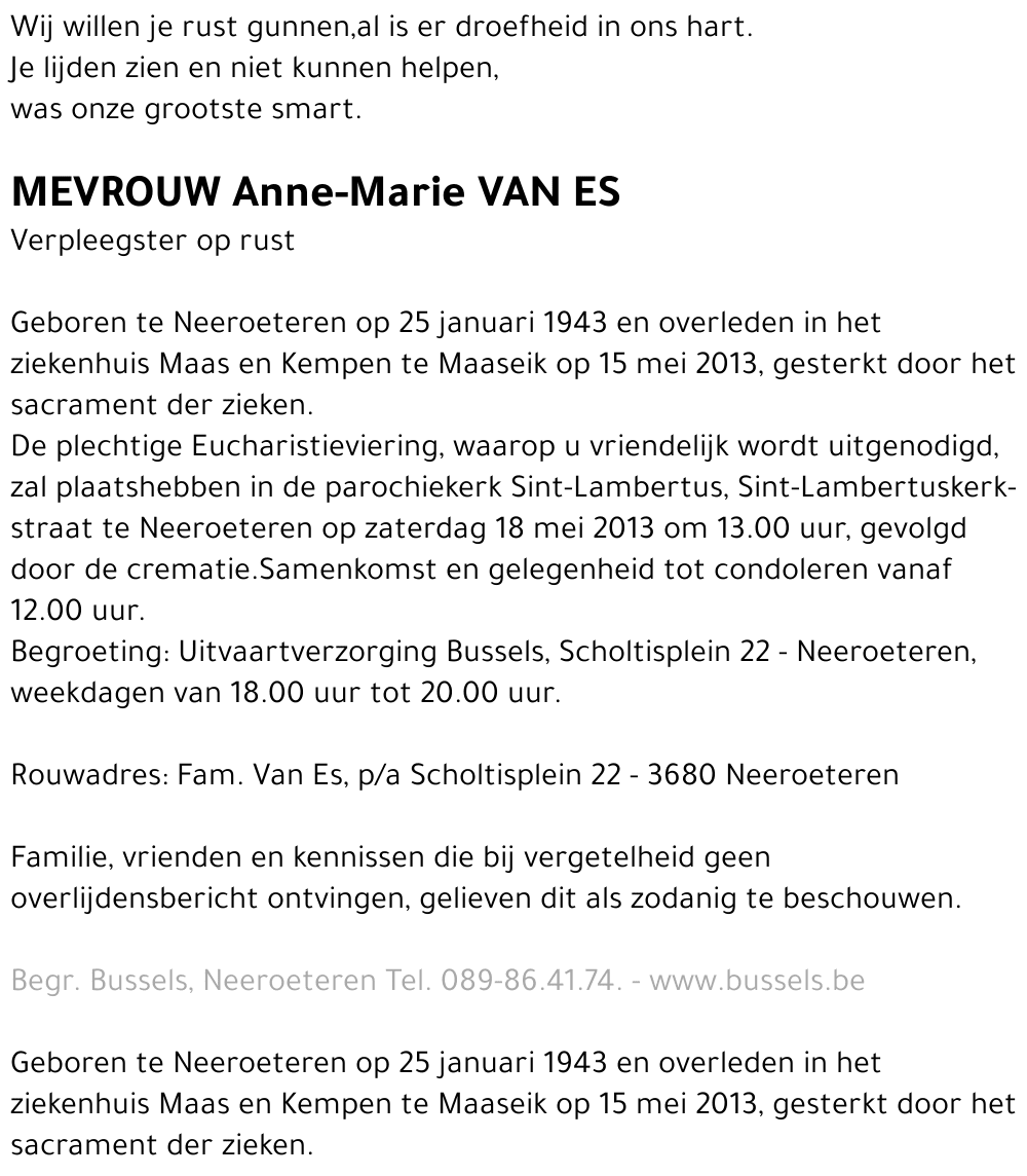 Anne-Marie VAN ES