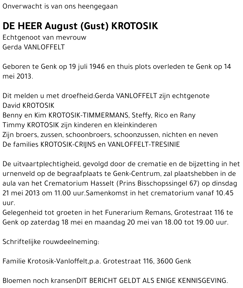 August (Gust) KROTOSIK