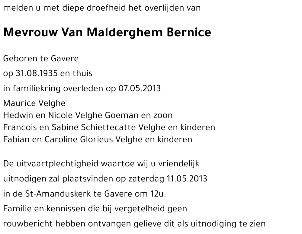 Bernice VAN MALDERGHEM