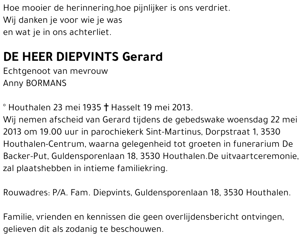 DIEPVINTS Gerard