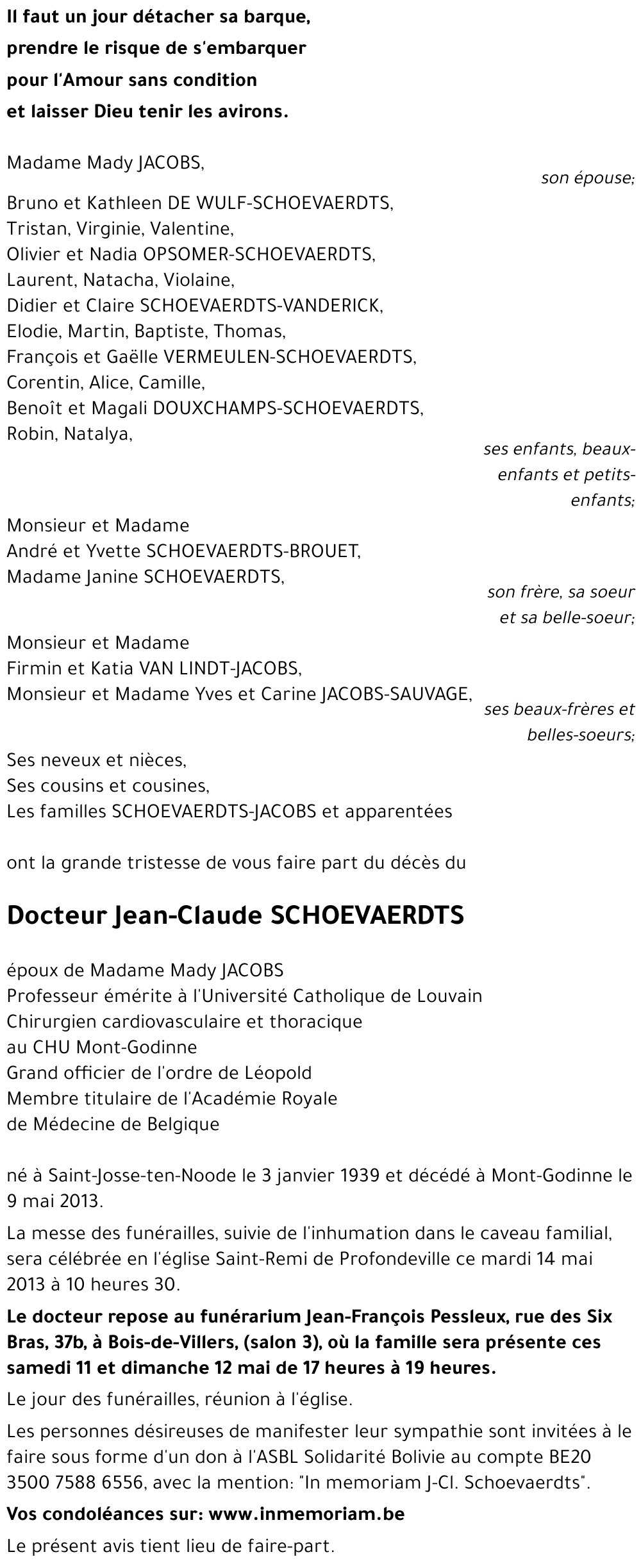 Docteur Jean-Claude SCHOEVAERDTS