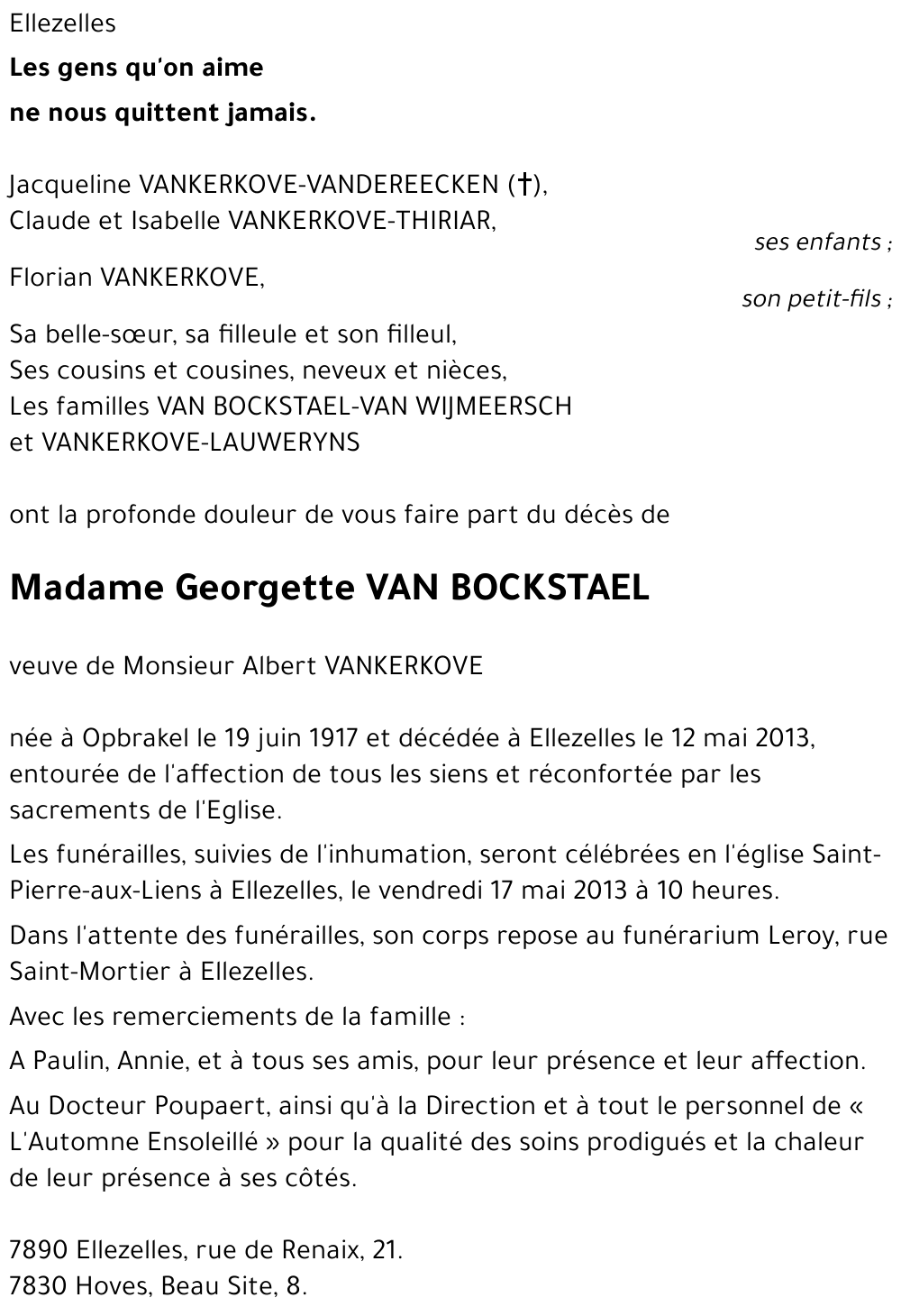 Georgette VAN BOCKSTAEL