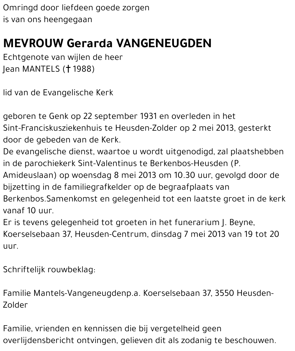 Gerarda Vangeneugden