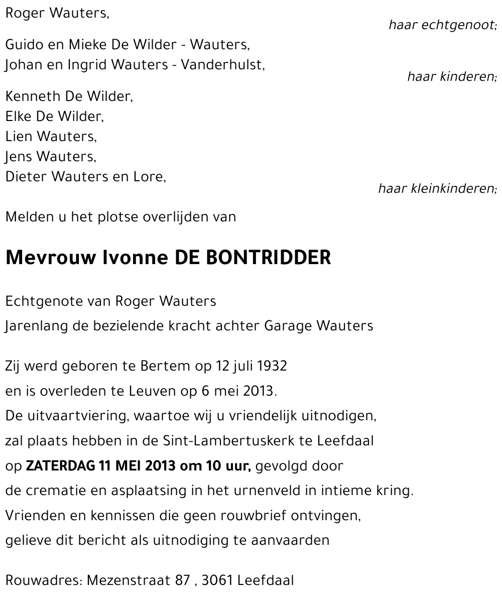 Ivonne DE BONTRIDDER