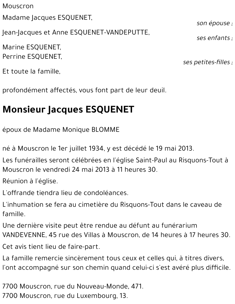 Jacques ESQUENET