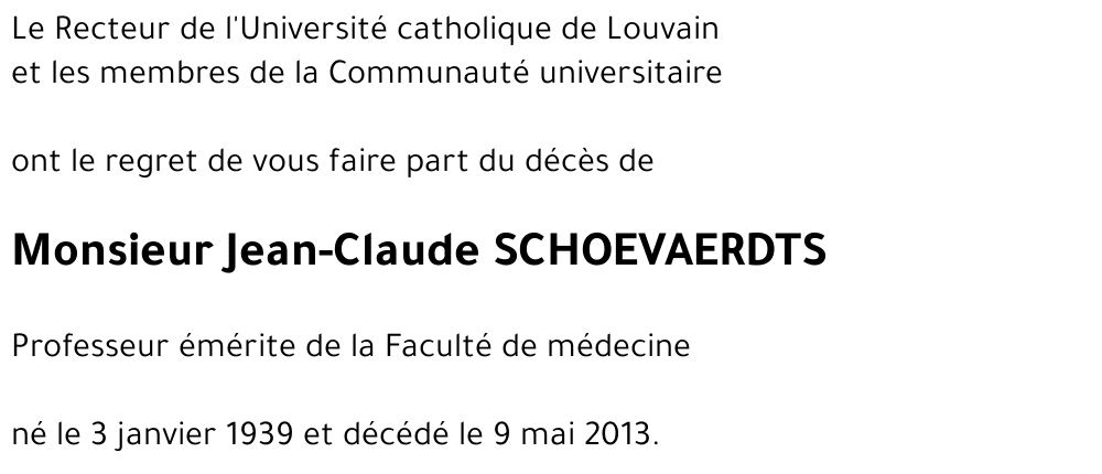 Jean-Claude SCHOEVAERDTS