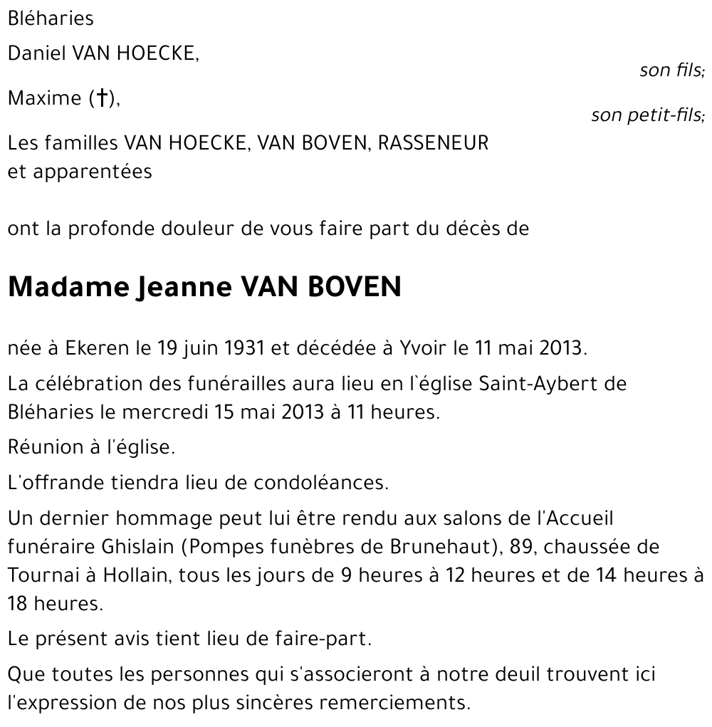 Jeanne VAN BOVEN