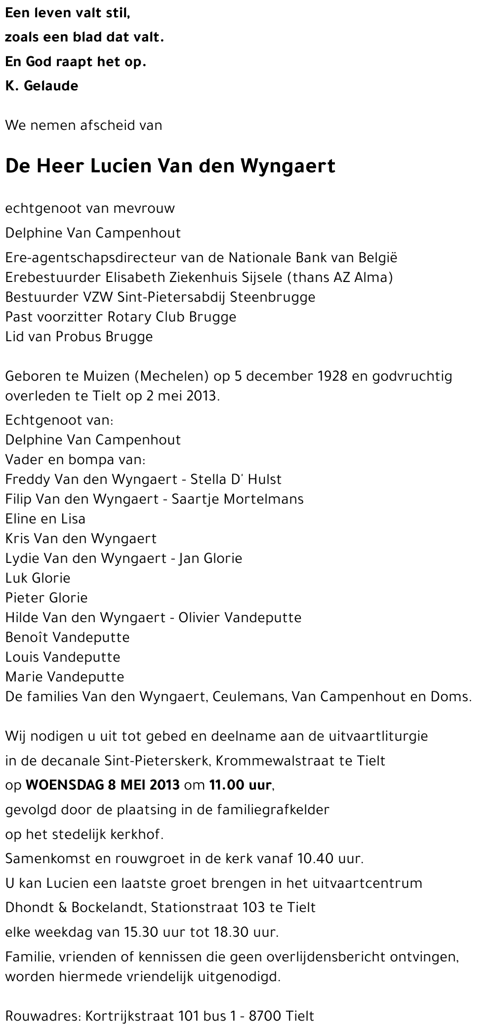 Lucien VAN DEN WYNGAERT