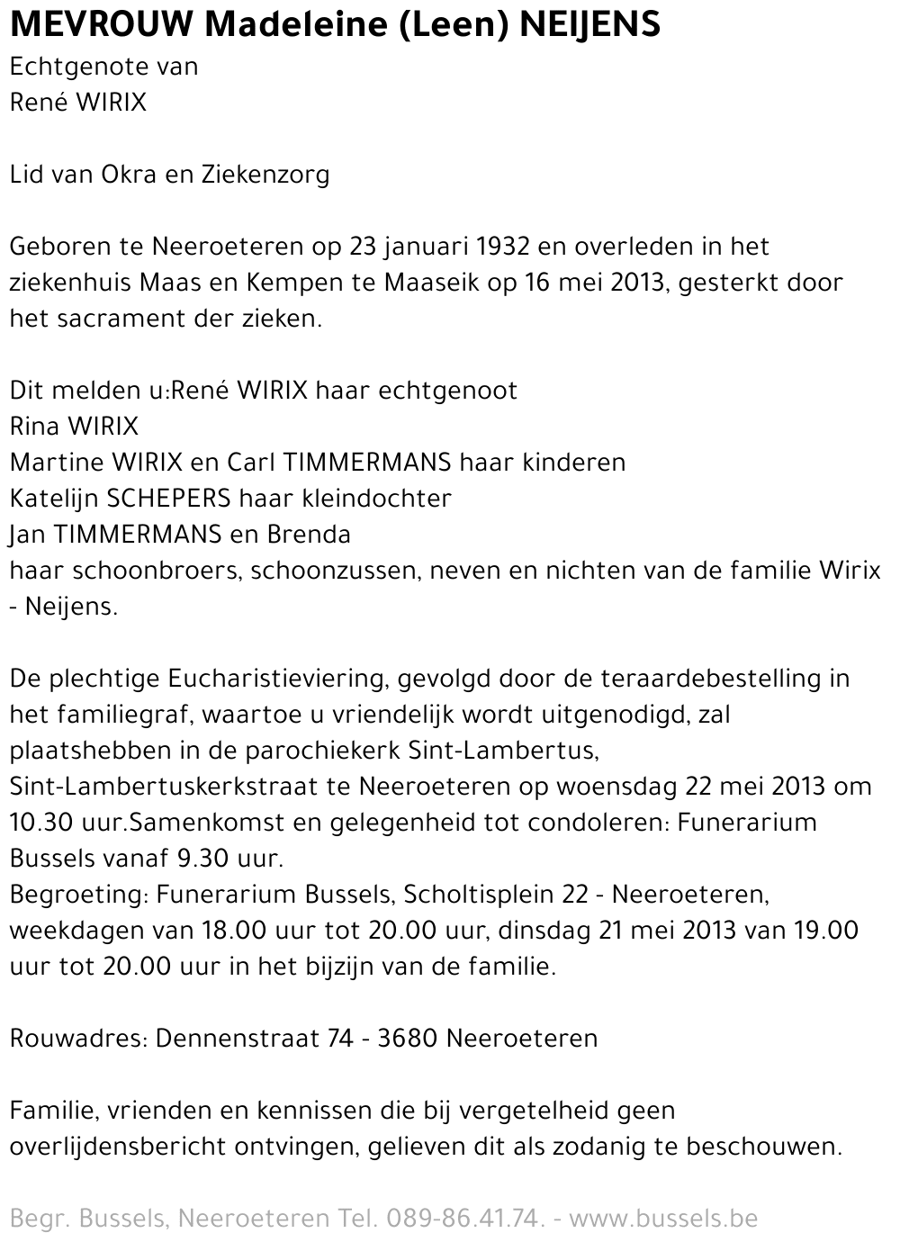 Madeleine (Leen) NEIJENS