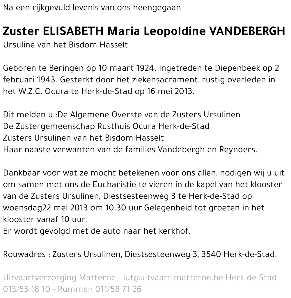 Maria Leopoldine Vandebergh