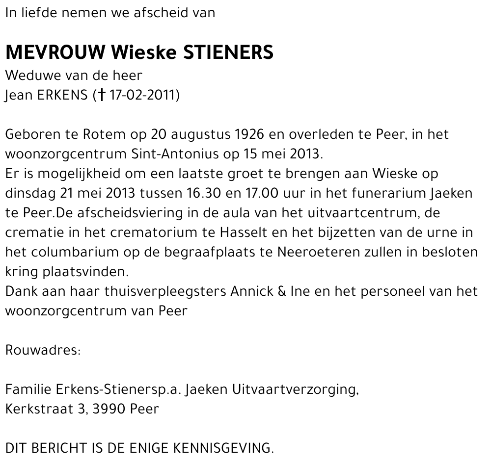 Maria Louisa STIENERS