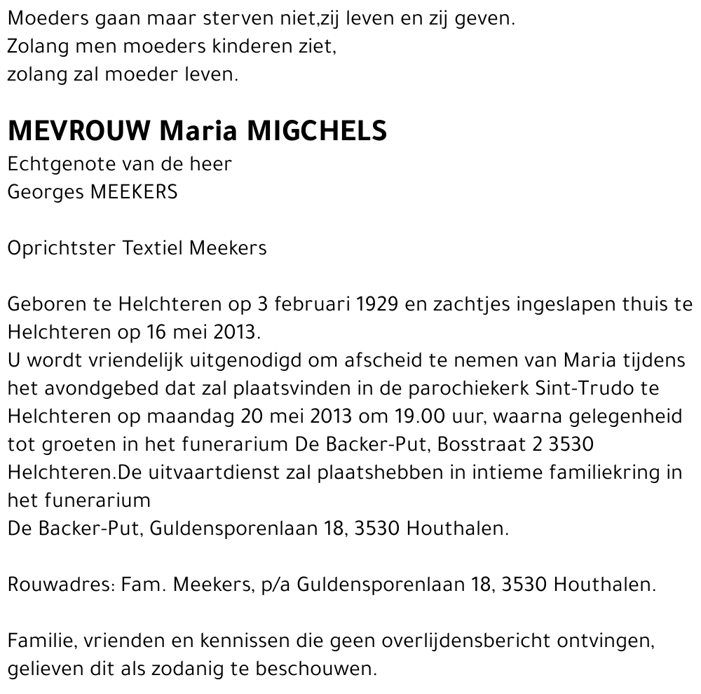 Maria MIGCHELS