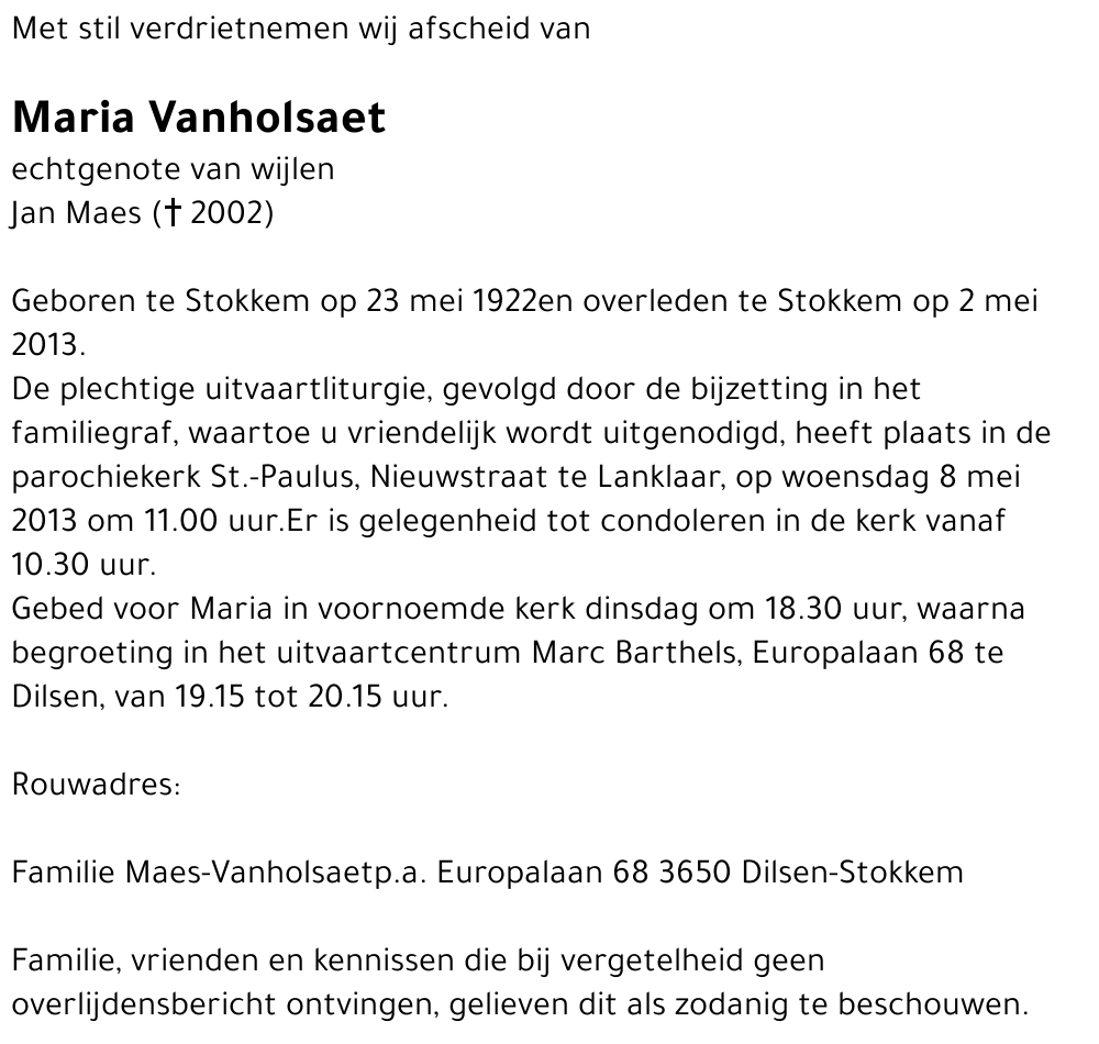 Maria Vanholsaet