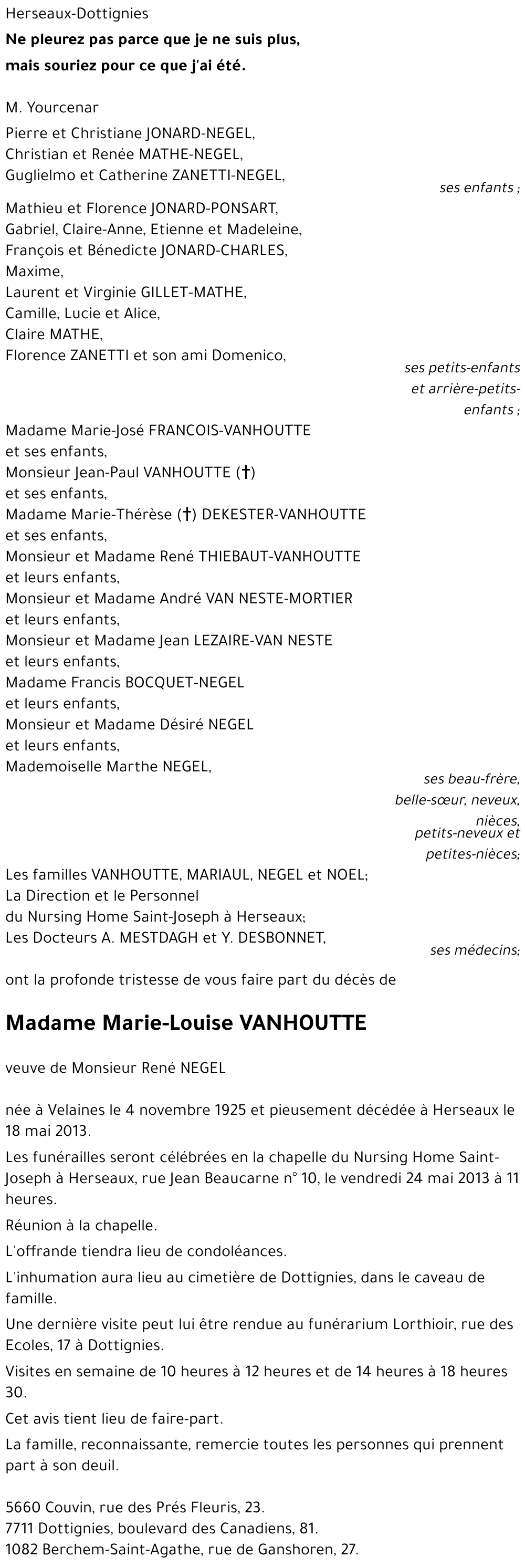 Marie-Louise VANHOUTTE