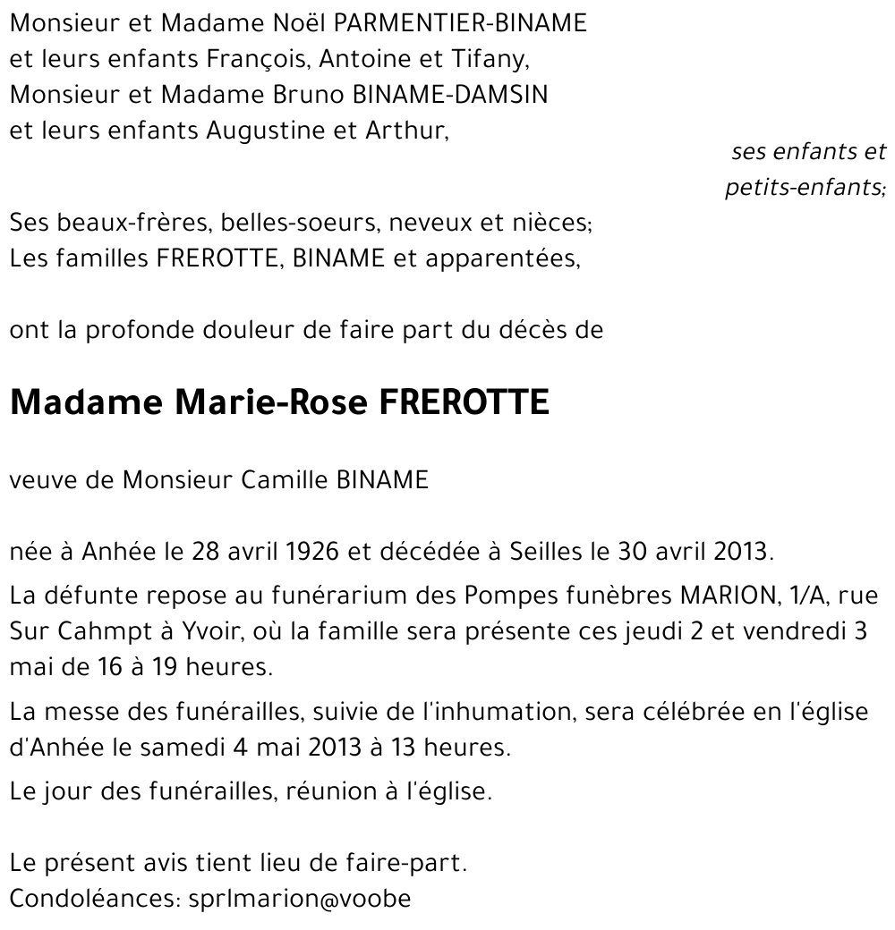 Marie-Rose FREROTTE