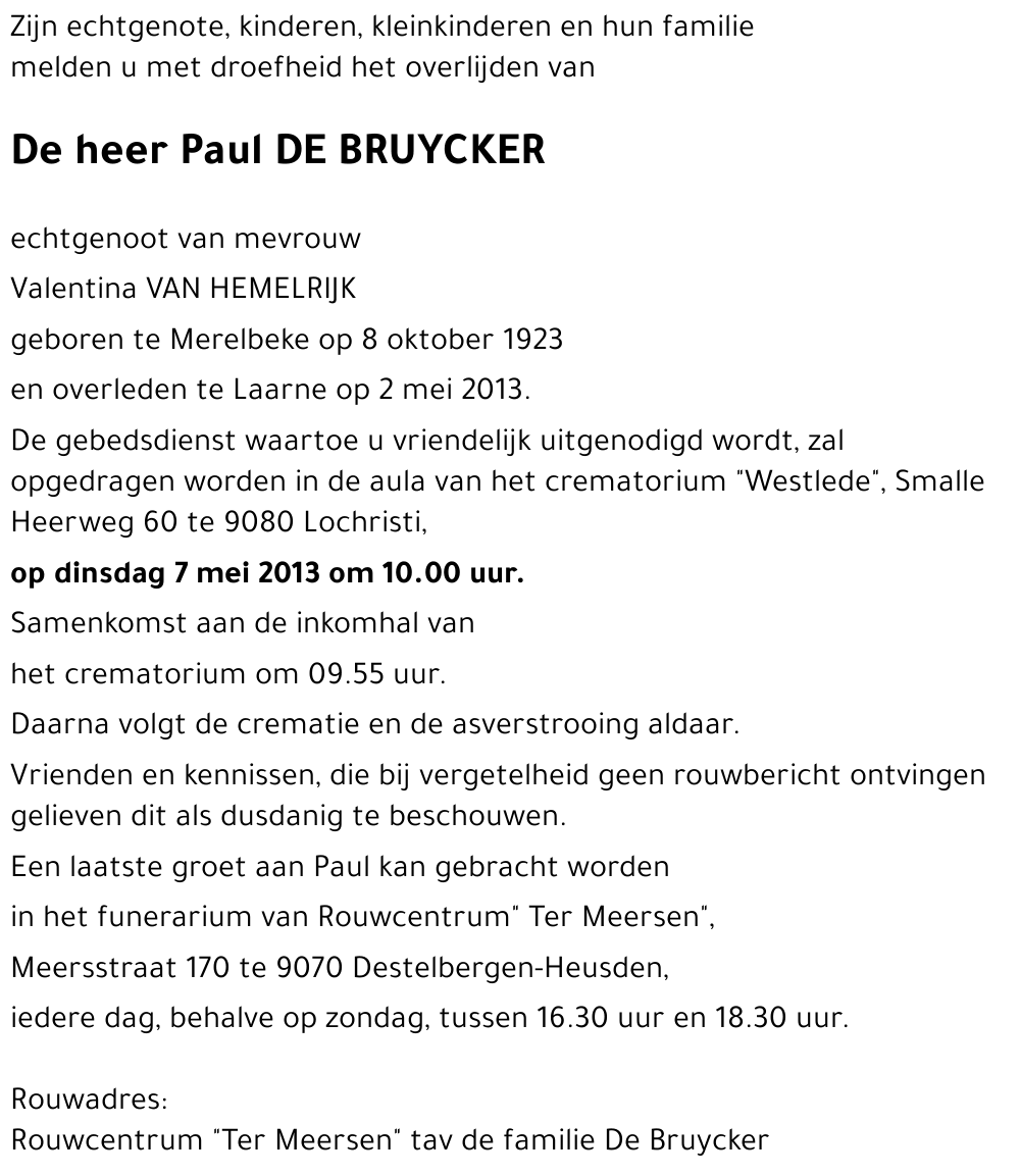 Paul DE BRUYCKER