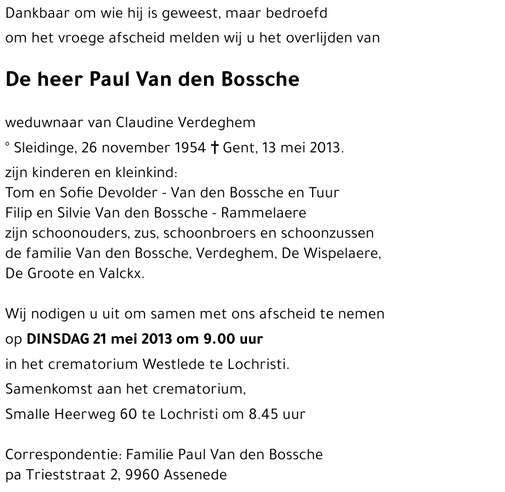 Paul Van den Bossche