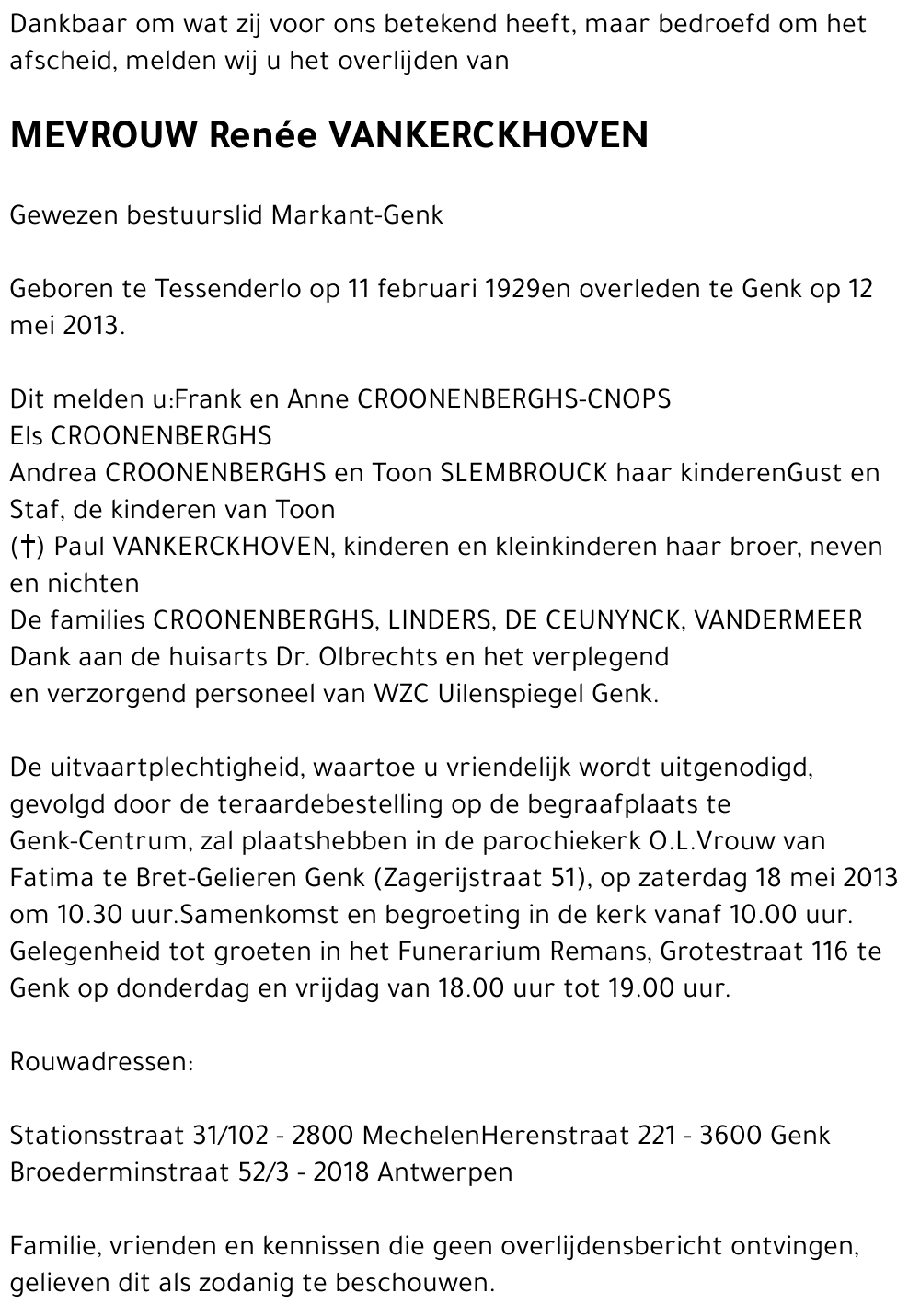 Renée VANKERCKHOVEN