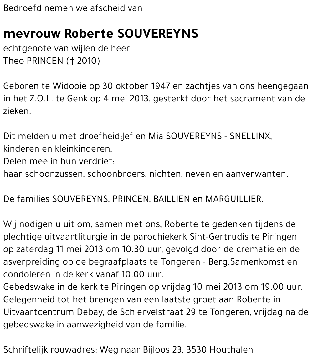 Roberte SOUVEREYNS