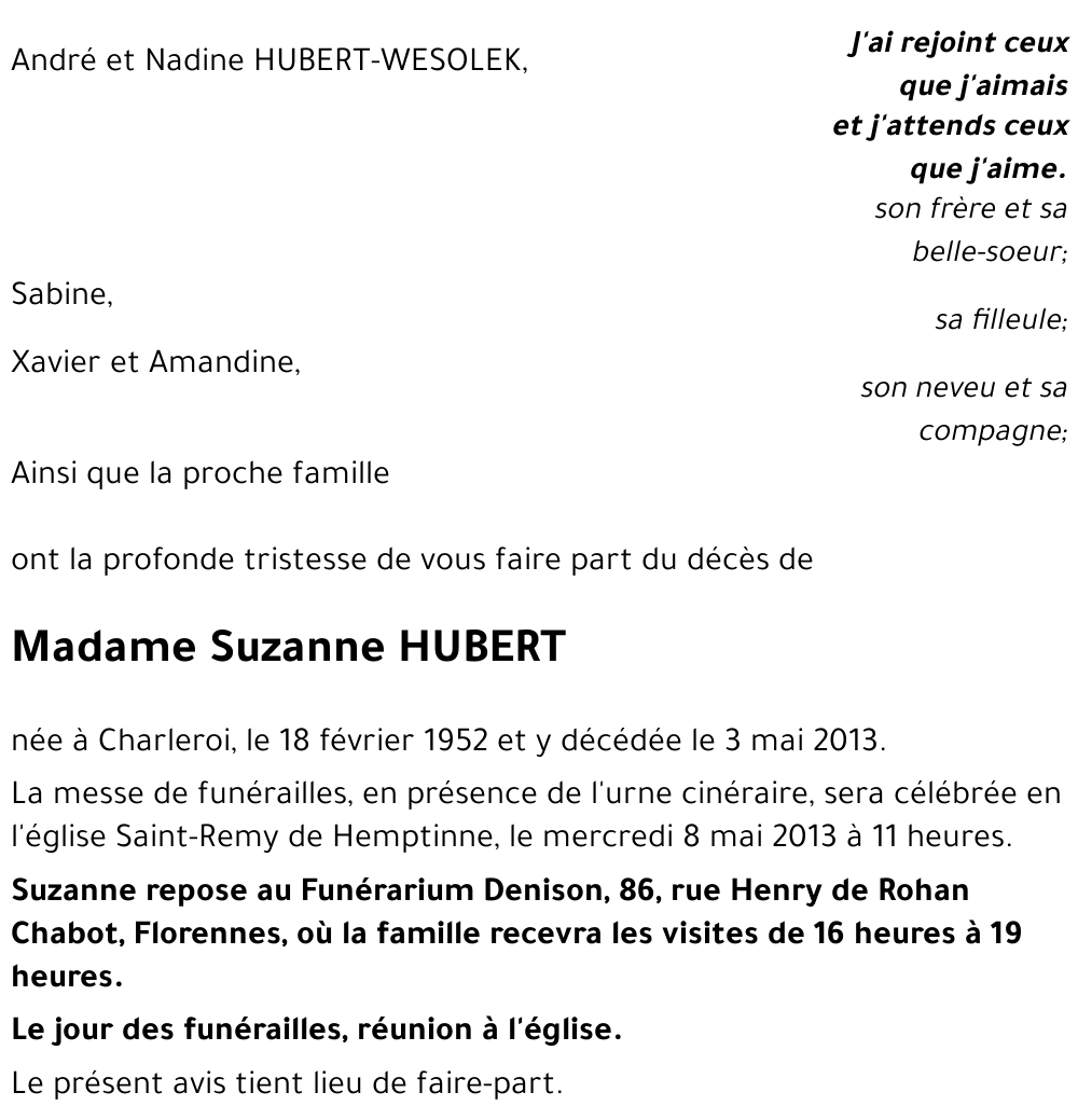 Suzanne HUBERT