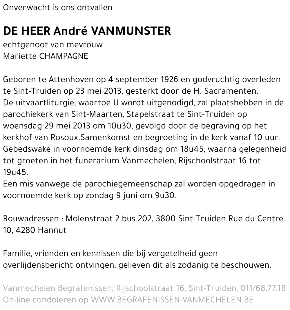 Vanmunster André