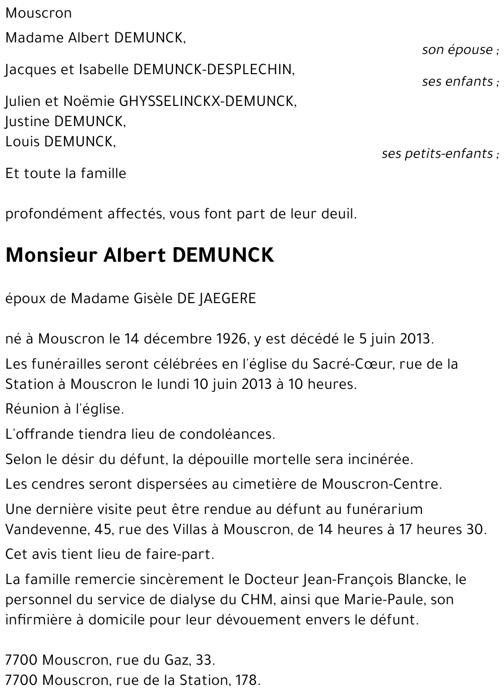 Albert DEMUNCK