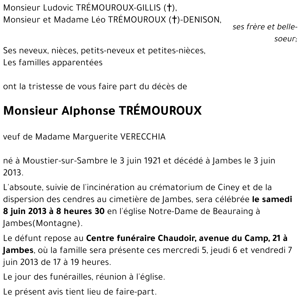 Alphonse TRÉMOUROUX